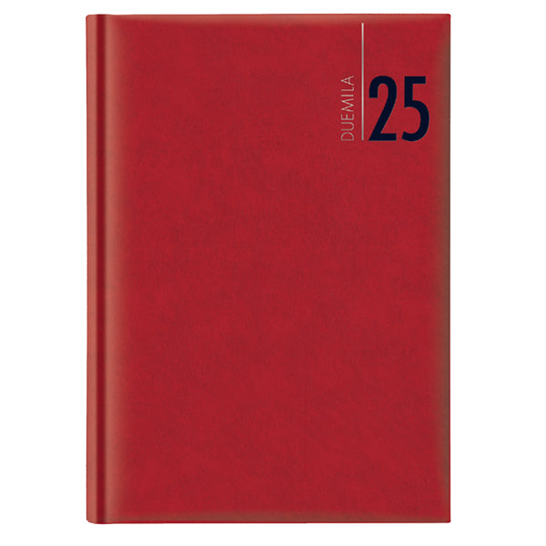 No Brand - 9101XMT08 - Agenda giornaliera 2025 - copertina in carta imbottita - 14,5 x 20,5 cm - rosso - 98525 -  Conf. da 1 Pz.