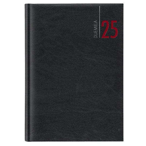 No Brand - 9101XMT14 - Agenda giornaliera 2025 - copertina in carta imbottita - 14,5 x 20,5 cm - nero - 98526 -  Conf. da 1 Pz.