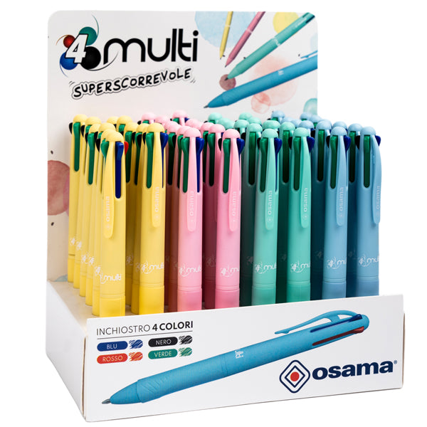 OSAMA - OW 84005539 - Penna a sfera scatto multifunzione 4 Multi - colori pastello assortiti - Osama - expo 48 pezzi - 98852 -  Conf. da 1 Pz.