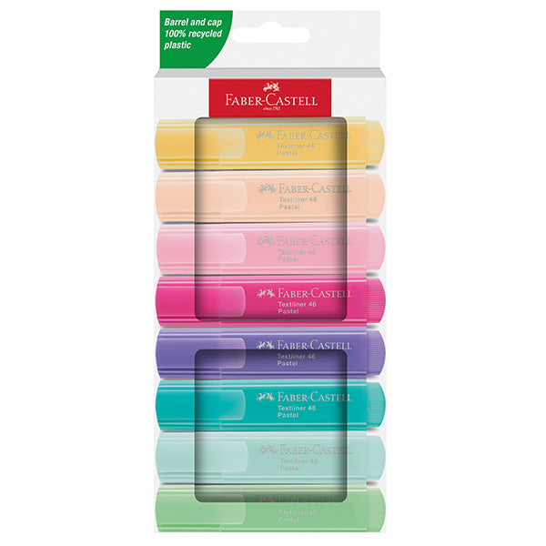 FABER-CASTELL - 254658 - Evidenziatore Textliner 46 - punta scalpello - colori assortiti pastel - Faber Castell - astuccio 8 pezzi - 98869 -  Conf. da 1 Pz.