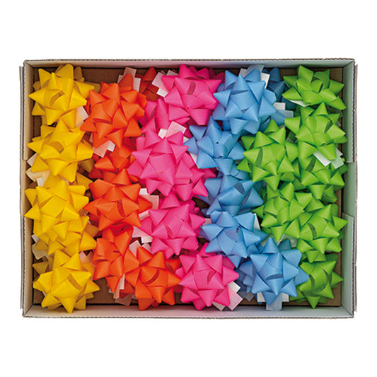 BRIZZOLARI - 02467199 - Stelle di nastro ecocolor - 15 mm x diam. 6,5 cm - colori assortiti primavera - Brizzolari - conf. 50 pezzi - 99272 -  Conf. da 1 Pz.