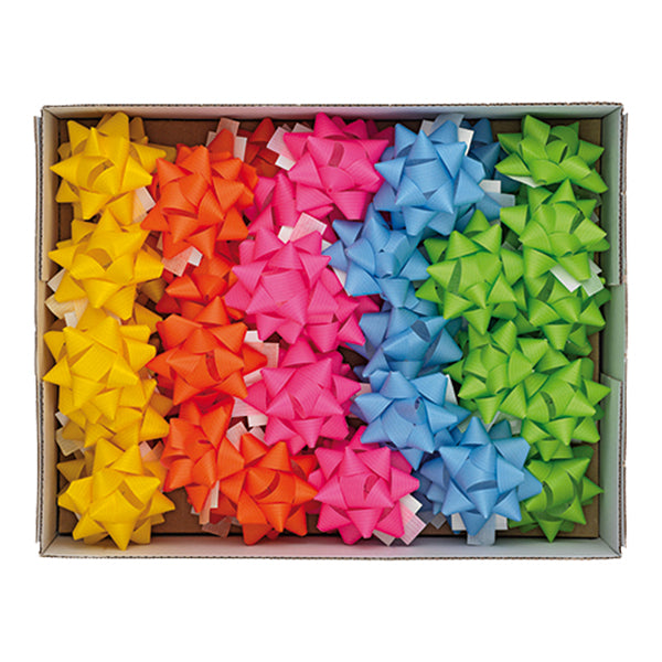 BRIZZOLARI - 02466899 - Stelle di nastro ecocolor - 20 mm x diam. 9 cm - colori assortiti primavera - Brizzolari - conf. 36 pezzi - 99273 -  Conf. da 1 Pz.