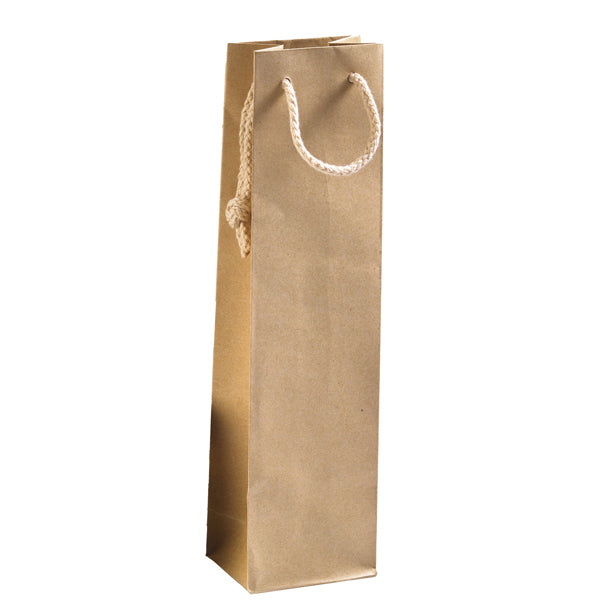 PNP - UY508HNN0V3NN - Portabottiglie - maniglie cordino cotone - 12 x 39 + 9 cm - 160 gr - carta kraft - avana - PNP - conf. 12 pezzi - 99297 -  Conf. da 1 Pz.