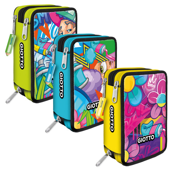 GIOTTO - F953900 - Astuccio 3 zip Young Street collection - 19,5 x 7,5 x 12,9 cm - PL - fantasie assortite - Giotto - 99767 -  Conf. da 12 Pz.