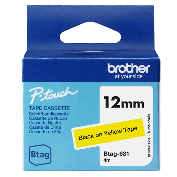BROTHER - BTAG631 - Brother - Nastro -  Nero-Giallo - BTAG631 - 12mm x 4mt - BROBTAG631 -  Conf. da 1 Pz.