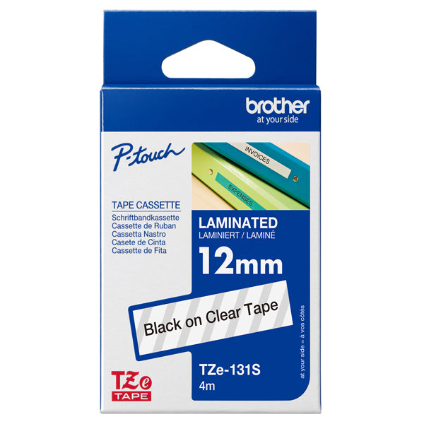 BROTHER - TZE131S - Brother - Nastro - Nero-Trasparente - TZE131S - 12mm x 4mt - BROTZE131S -  Conf. da 1 Pz.