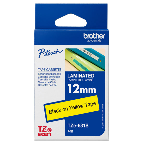 BROTHER - TZE631S - Brother - Nastro - Nero-Giallo - TZE631S - 12mm x 4mt - BROTZE631S -  Conf. da 1 Pz.