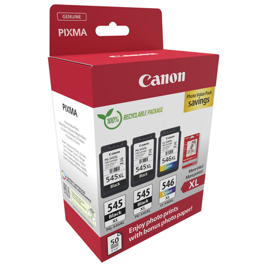 CANON - 8286B015 - Canon - Cartuccia Ink PG-545XLx2-CL-546XL - con Confezione Fogli - 8286B015 - CAN8286B015 -  Conf. da 1 Pz.