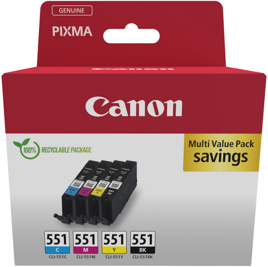 CANON - 6509B016 - Canon - Cartuccia ink Multipack  - BK-C-M-Y -  CL-551 - 6509B016 - CANCLI551MPS -  Conf. da 1 Pz.
