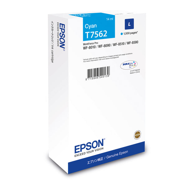 EPSON - C13T756240 - Epson - Tanica - Ciano - T7562 - C13T756240  - 14ml - EPST756240 -  Conf. da 1 Pz.