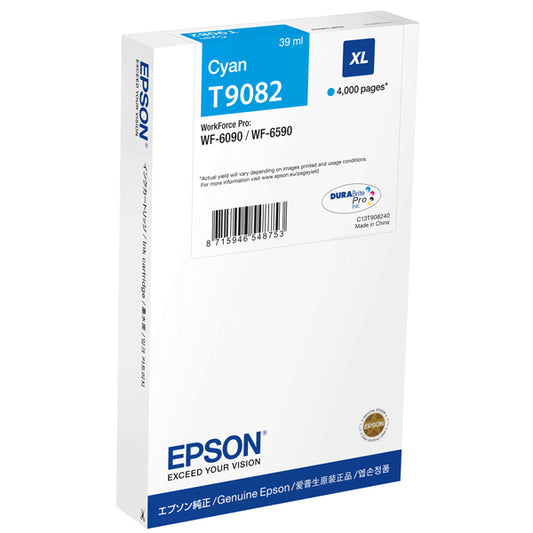EPSON - C13T90824N - Epson - Tanica - Ciano - T9082 - C13T90824N - 39ml - EPST90824N -  Conf. da 1 Pz.