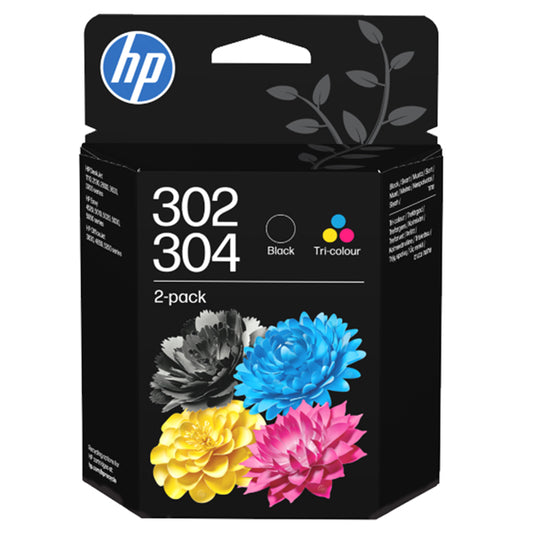 HP - B82L1AE - Hp - Confezione 2 cartucce  originale- Hp 302-304 - C-M-Y-K - B82L1AE - C-M-Y 165 pag - K 190 pag - HPB82L1AE -  Conf. da 1 Pz.