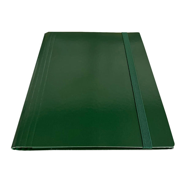 STARLINE - CP7VE-STL5402 - Cartella 3 lembi con elastico piatto - A4 -dorso variabile - verde - Starline - STL5402 -  Conf. da 5 Pz.