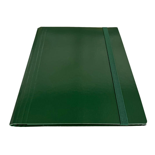 STARLINE - CP7VE-STL5402 - Cartella 3 lembi con elastico piatto - A4 -dorso variabile - verde - Starline - STL5402 -  Conf. da 5 Pz.