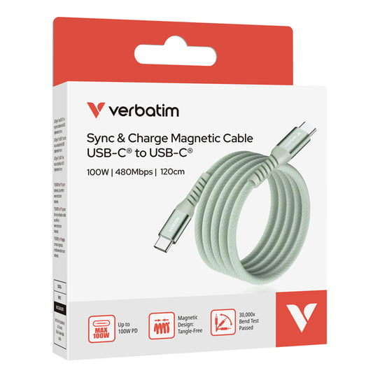VERBATIM - 31855 - Verbatim - Cavo USB-C to USB-C 100W  - Verde - 31855 - 120m - VERB31855 -  Conf. da 1 Pz.