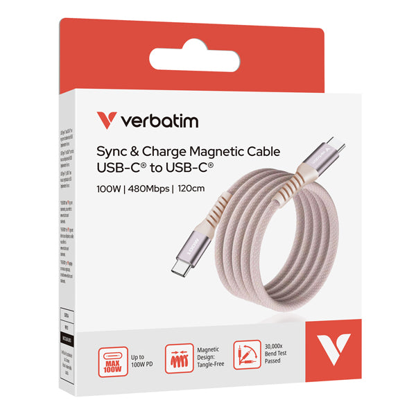 VERBATIM - 31857 - Verbatim - Cavo USB-C to USB-C 100W- Rosa - 31857 - 120cm - VERB31857 -  Conf. da 1 Pz.