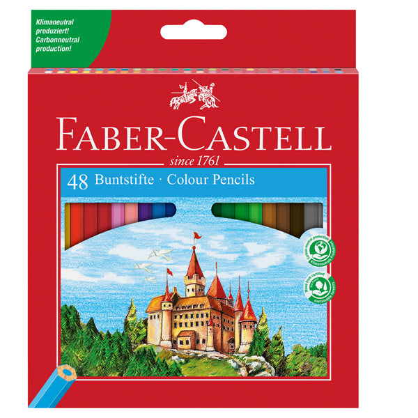 FABER-CASTELL - 120148 - Matita colorata eco Il Castello - diametro mina 3,00 mm - colori assortiti - Faber Castell - astuccio 48 pezzi - 100066 -  Conf. da 1 Pz.