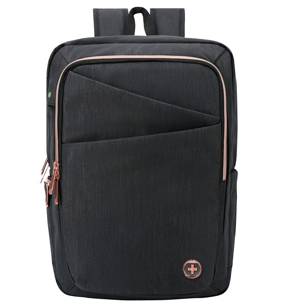 SWISS - F000040 - Zaino porta notebook 15,6'' Katy Rose nero c-zip rose gold Swiss - 100090 -  Conf. da 1 Pz.