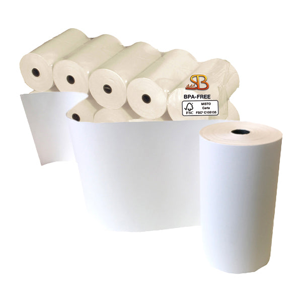 SABACART - 3124080080CX - Rotolo per calcolatrici e stampanti - 80 mm x 80 m - diametro esterno 77 mm - anima 12 mm - 55 gr - carta termica BPA free - Sabacart - blister 5 pezzi - 100162 -  Conf. da 1 Pz.