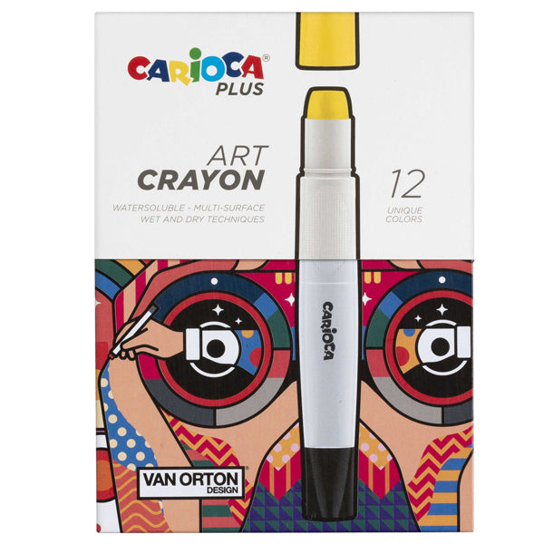 CARIOCA - 45213 - Pastello a cera Art Crayon - D 10 mm x 138 mm - colori assortiti - Carioca Plus - conf. 12 pezzi - 100223 -  Conf. da 1 Pz.