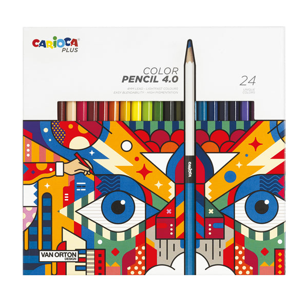 CARIOCA - 45203 - Matita colorata Color Pencil 4.0 - mina 4 mm - colori assortiti - Carioca Plus - conf. 24 pezzi - 100226 -  Conf. da 1 Pz.