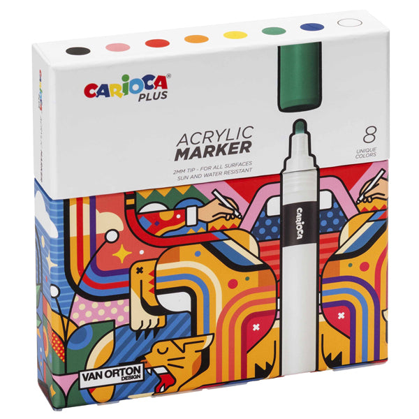 CARIOCA - 45209 - Marcatore acrilico - colori assortiti - Carioca Plus - conf. 8 pezzi - 100232 -  Conf. da 1 Pz.
