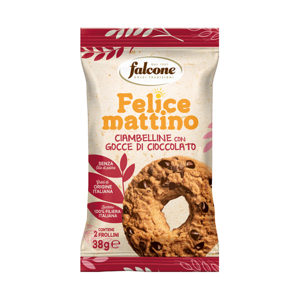 Dolciaria Falcone - 01-0414 - Biscotto ciambellina - con gocce di cioccolato -  monoporzione da 38 gr - Falcone - 100328 -  Conf. da 44 Pz.