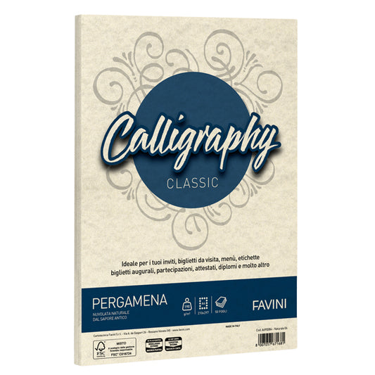 FAVINI - A69Q374 - Carta Calligraphy Pergamena - A4 - 190 gr - naturale 06 - Favini - conf. 250 fogli - 100406 -  Conf. da 1 Pz.