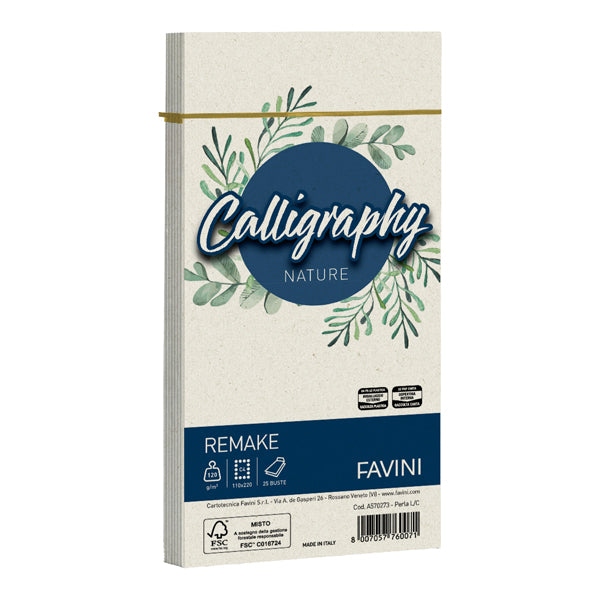 FAVINI - A570273 - Busta Calligraphy Remake -  110 x 220 mm - 120 gr - perla - Favini - conf. 25 pezzi - 100417 -  Conf. da 1 Pz.