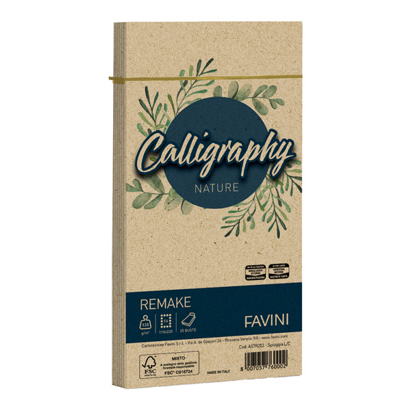 FAVINI - A57R253 - Busta Calligraphy Remake -  110 x 220 mm - 120 gr - spiaggia - Favini - conf. 25 pezzi - 100422 -  Conf. da 1 Pz.
