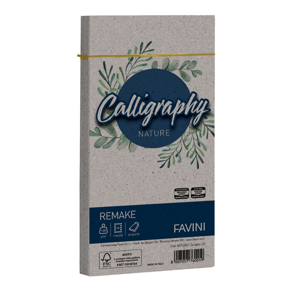 FAVINI - A57U253 - Busta Calligraphy Remake -  110 x 220 mm - 120 gr - scoglio - Favini - conf. 25 pezzi - 100423 -  Conf. da 1 Pz.
