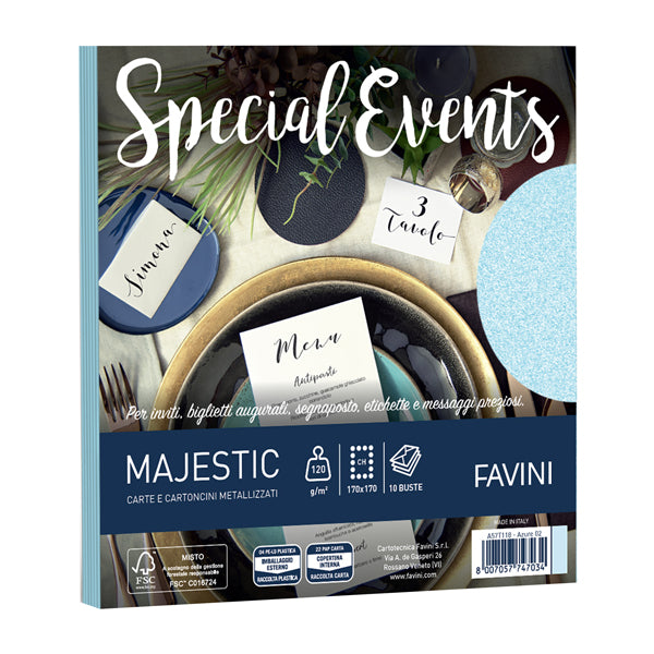 FAVINI - A57T118 - Busta Special Events - 170 x 170 mm - 120 gr - azzurro - Favini - conf. 10 buste - 100442 -  Conf. da 1 Pz.