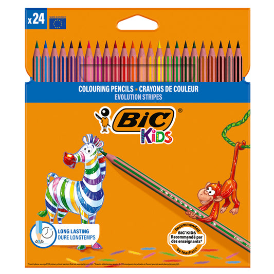 BIC KIDS - 9505251 - Matita colorata Evolution Stripes - colori assortiti - Bic - conf. 24 pezzi - 100742 -  Conf. da 1 Pz.