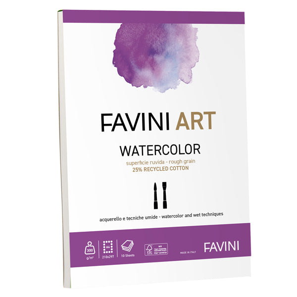 FAVINI - A420384 - Album collato Watercolor Favini Art 10fg 300gr A4 - 100780 -  Conf. da 1 Pz.