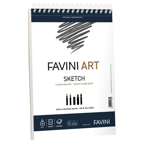 FAVINI - A290454 - Album spiralato Sketch Favini Art 40fg 90gr-m2 f.to 23x29,7cm - 100788 -  Conf. da 1 Pz.