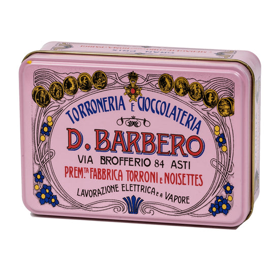 D. Barbero - METT - Scrigno regalo - con torroni bianchi friabili - 100 gr - metallo - rosa - Barbero - 100969 -  Conf. da 1 Pz.