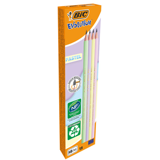 BIC - 518307 - Matita Evolution Pastel - gradazione HB - colori assortiti - Bic - conf. 12 pezzi - 101395 -  Conf. da 1 Pz.