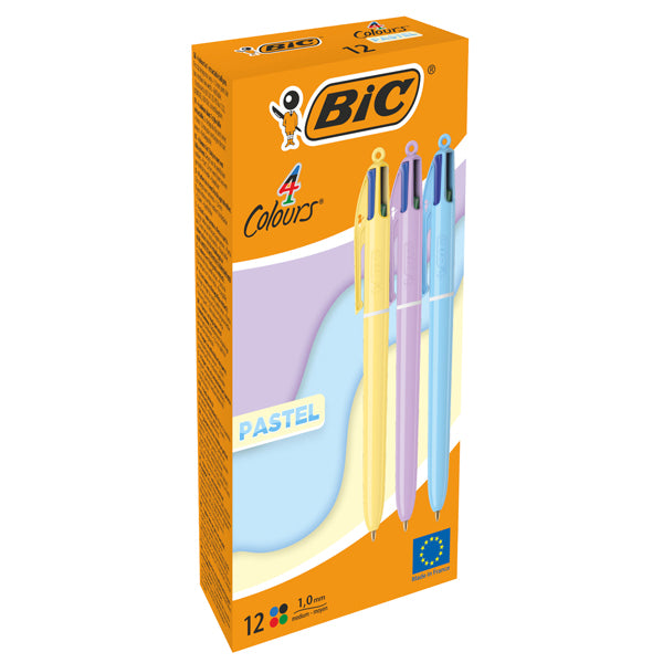 BIC - 517320 - Penna sfera a scatto 4 Colori Pastel - 1.0 mm - Bic - conf. 12 pezzi - 101397 -  Conf. da 1 Pz.