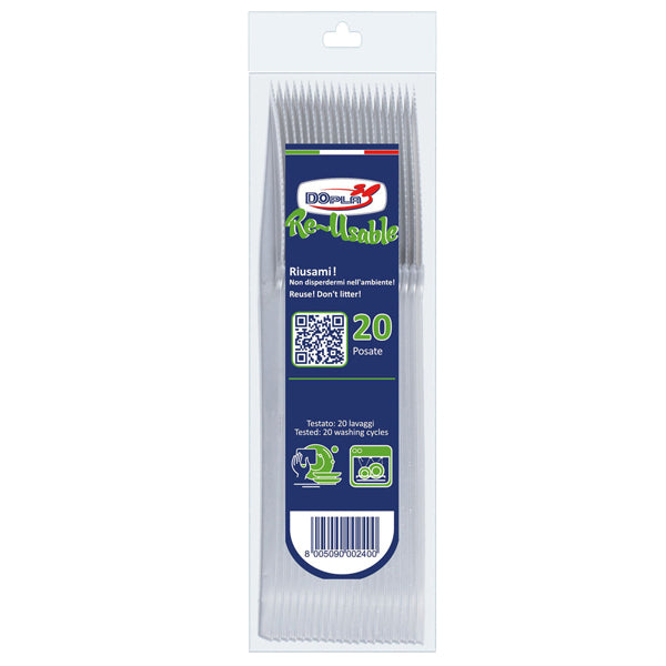 DOPLA - 03645 - Coltello compact Reuse - 18 cm - PS -  trasparente - Dopla - conf. 20 pezzi - 101495 -  Conf. da 1 Pz.
