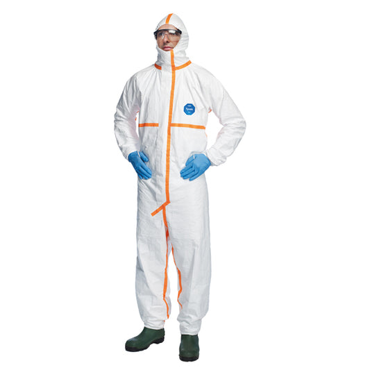 Dupont - TY390.59.01-M - Tuta Tyvek  800J - con nastrature arancioni - taglia M - bianco - Dupont - 101591 -  Conf. da 1 Pz.