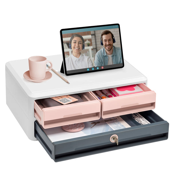 CEP - 1090211681 - Cassettiera Moov'up 9-021S Mineral con serratura - 2 cassetti piccoli + 1 grande - 37 x 27,45 x 14,6 cm - multicolore - Cep - 101770 -  Conf. da 1 Pz.