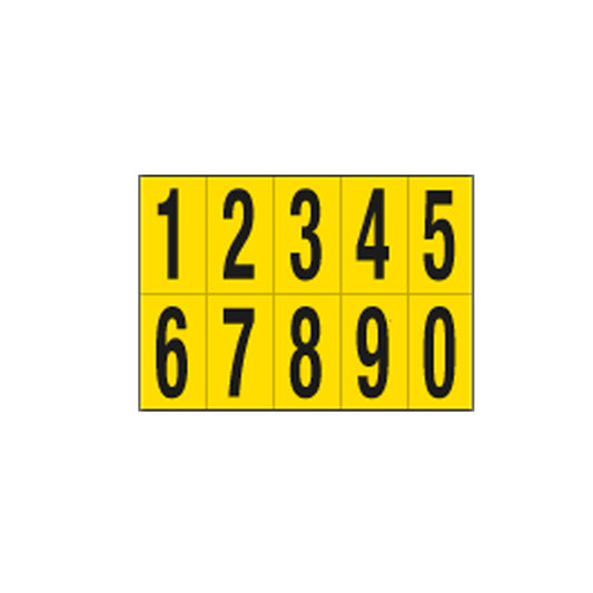 CARTELLI SEGNALATORI - 905.09 - Numero adesivo da 0 a 9 - PVC - 56 x 99 mm - 10 et-fg - 1 foglio - nero-giallo - 101816 -  Conf. da 1 Pz.