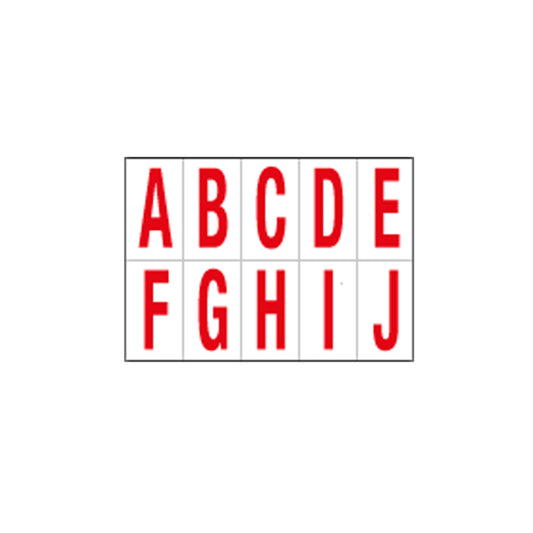 CARTELLI SEGNALATORI - 916AJ - Lettera adesiva da A a J - PVC - 70 x 124 mm - 10 et-fg - 1 foglio - rosso-bianco - 101835 -  Conf. da 1 Pz.