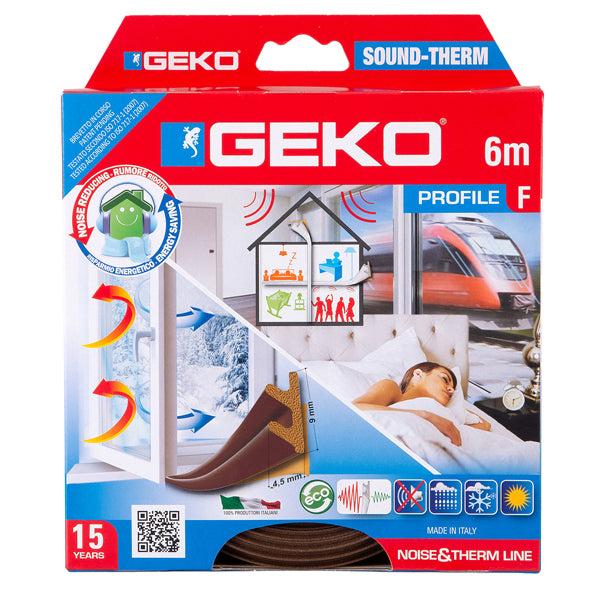 Geko - 3300-4 - Guarnizione per l’isolamento di porte e finestre SOUND-THERM 6mt marrone Geko - 101931 -  Conf. da 1 Pz.