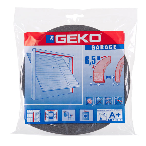 Geko - 1100-51 - Guarnizione adesiva in resina per isolamento Garage 17mmx6,5mt antracite Geko - 101937 -  Conf. da 1 Pz.