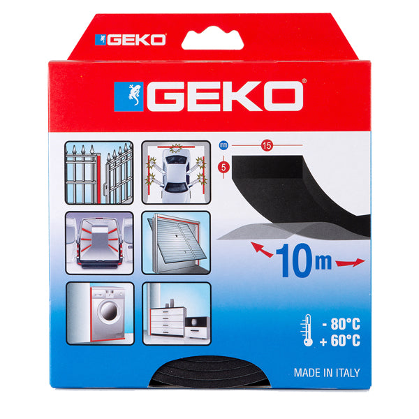 Geko - 1300-5 - Guarnizione adesiva in neoprene per serramenti MUSS 15x5mmx10mt Geko - 101939 -  Conf. da 1 Pz.