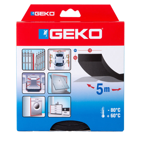 Geko - 1300-15 - Guarnizione adesiva in neoprene per serramenti MUSS 15x10mmx5mtt Geko - 101940 -  Conf. da 1 Pz.