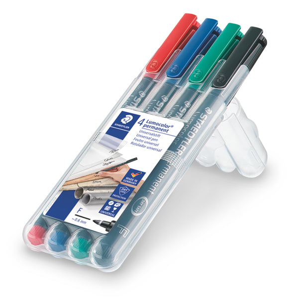 STAEDTLER - 318WP4 - Pennarello Astucci Lumocolor Permanent 318 - punta 0,6 mm - colori assortiti - Staedtler