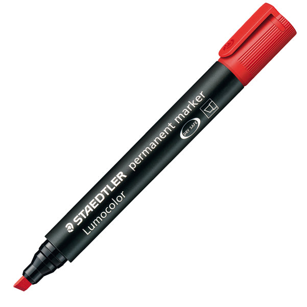 STAEDTLER - 3502 - Marcatore Lumocolor Permanent 350 - punta a scalpello - tratto 2 - 5 mm - rosso - Staedtler