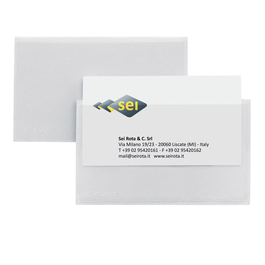 SEI ROTA - 318103 - Portabiglietti da visita Eticard T -  autoadesivi - PVC - 5,5 x 9 cm - trasparente - Sei Rota - conf. 10 pezzi
